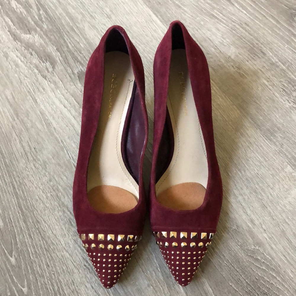BCBGeneration gold stud burgundy purplish shoes